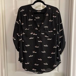 Torrid black harper blouse with Woodland animals